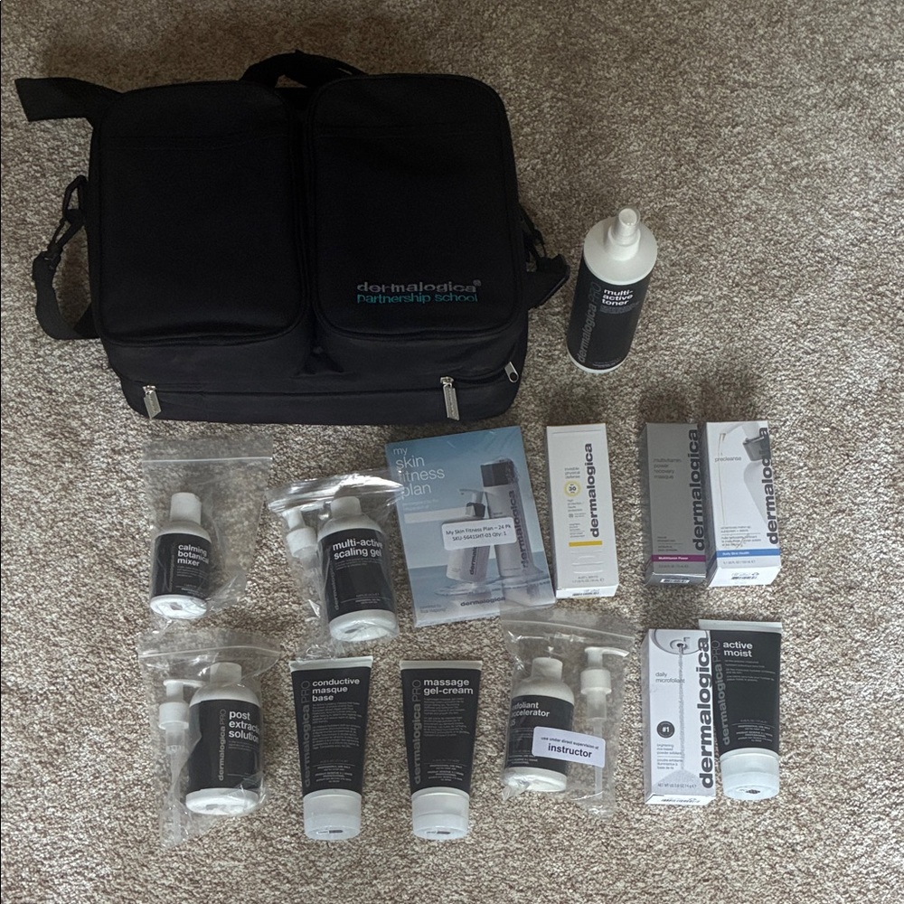 Dermalogica Black Bag with FULL SIZE Skincare Kit with Mixed Bottles